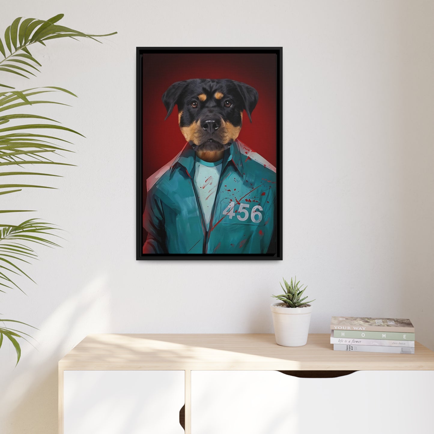 The Cat-astrophe Connoisseur - Customized Pet Portrait with Framed Canvas